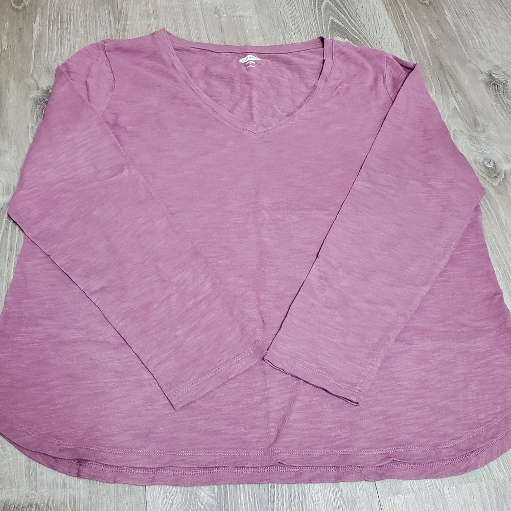 Women's V-Neck Long Sleeve Top Mauve Old Navy Everywear Capsule Layer